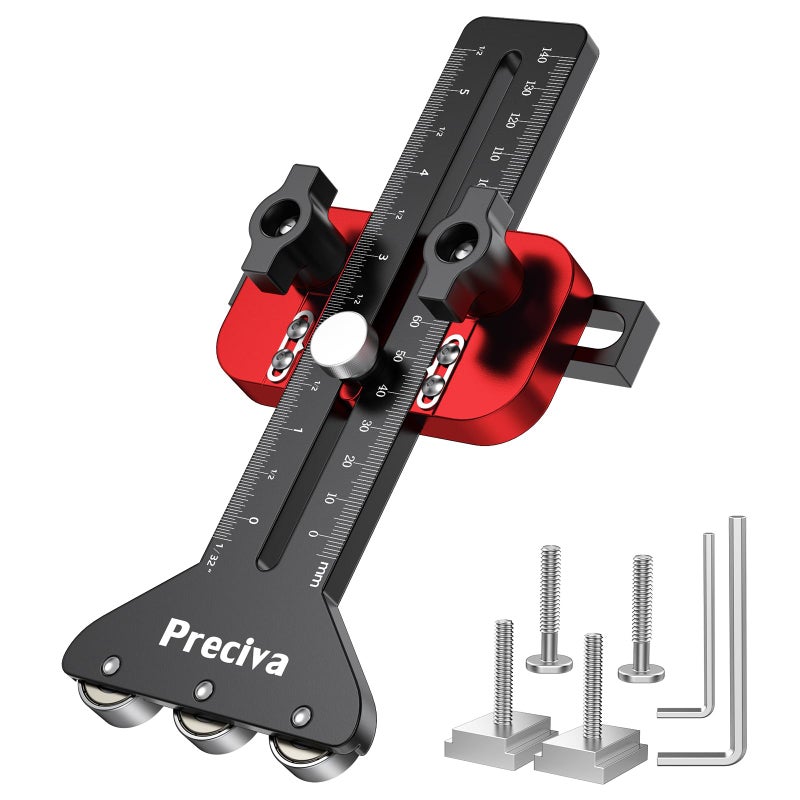 Preciva Thin Rip Table Saw Jig - 3 Pulleys Thin Rip Jig for Making Repetitive Narrow Strip Cuts  Table Saw Guide Fits for 3/8 x 3/4  U Slot and 1/4 x 3/8  T Slot - Image 1